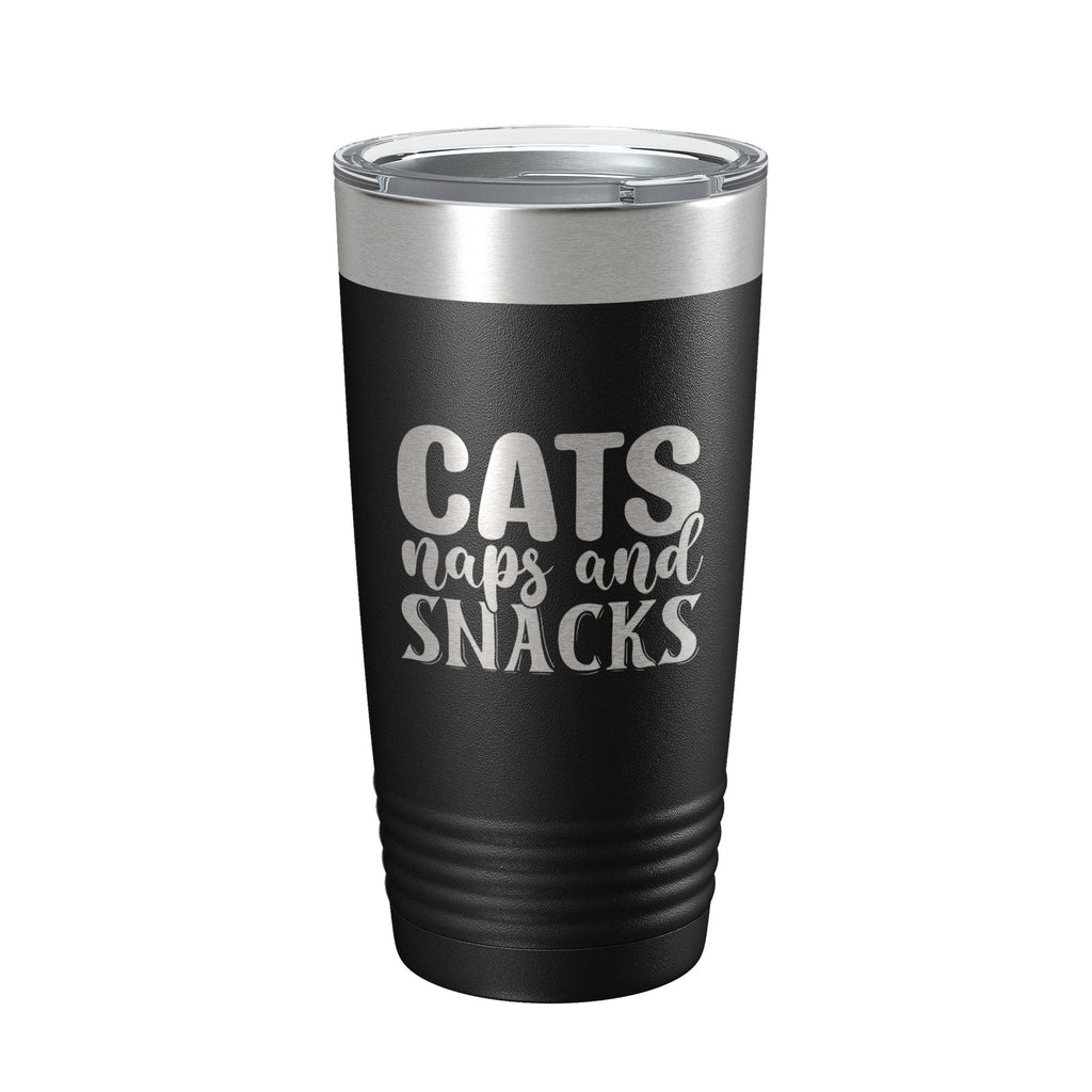 Cats Naps And Snacks Tumbler Travel Mug Funny Cat Lover Gift Insulated Laser Engraved Coffee Cup 20 oz